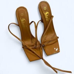 Tan and brown square toe